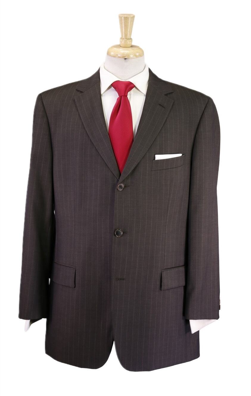 Hugo Boss Scorsese/Movie Brown Pinstripe 3-Btn Wool Suit 42R